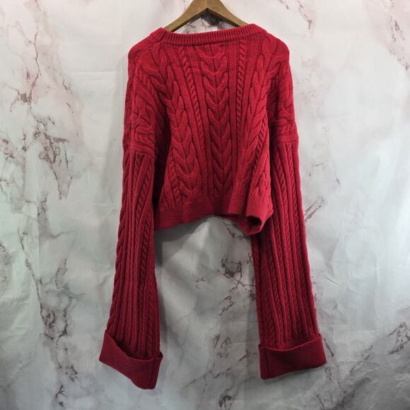 SNDYS Sweater Womens XXL 2X Red Jumper Wide Balloon Oversized Revolve - Picture 5 of 12
